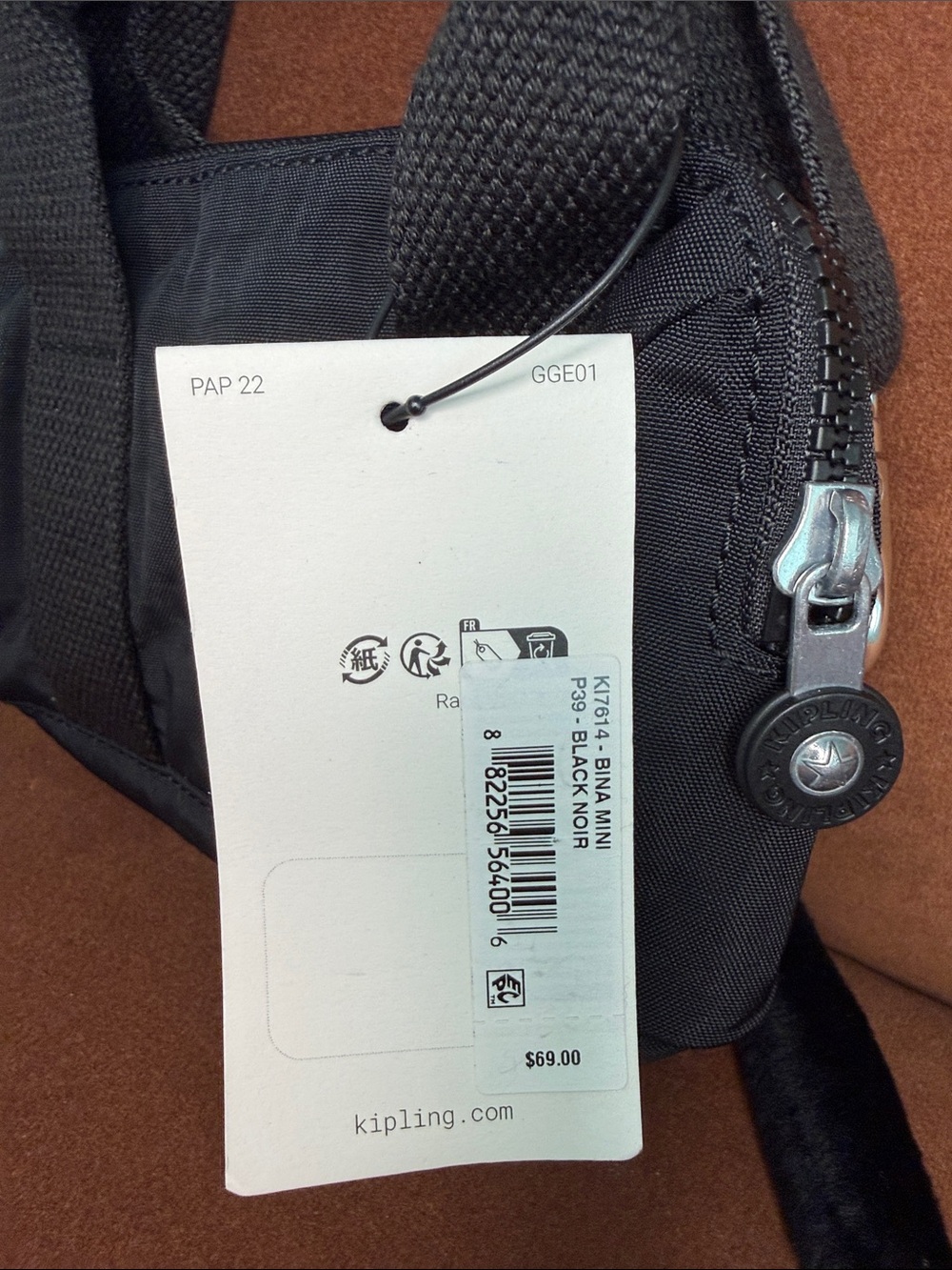 Kipling Black Crossbody Mini Bag with Monkey Charm - Picture 3 of 3